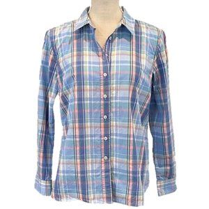 TALBOTS Women's Medium Petite Plaid Shirt